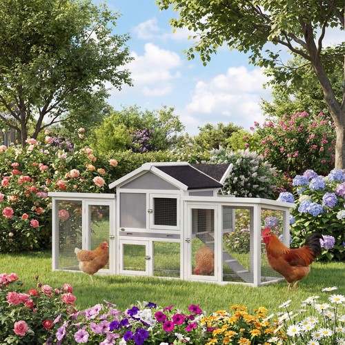 Pawhut wooden chicken coop hen - wooden,
